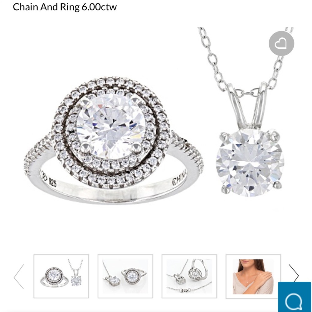 Beautiful ring and chain/pendant rhodium over SS